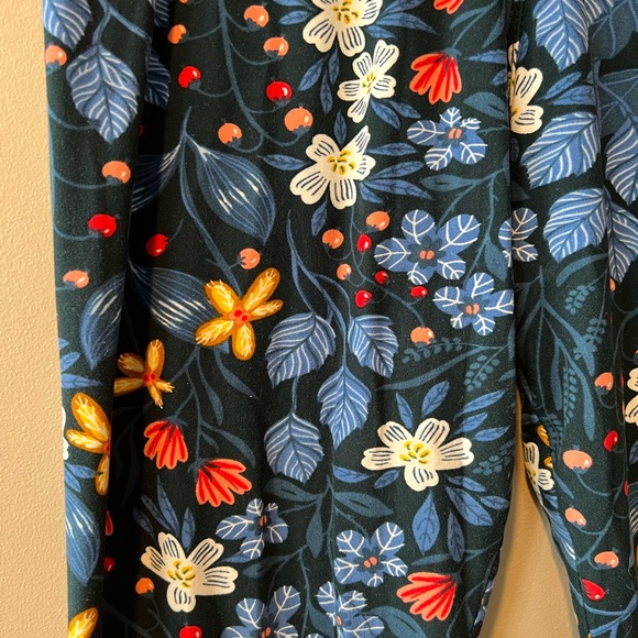 Agnes & Dora Navy w/Blue/Coral/Yellow/White Print Leggings sz L - Picture 8 of 9